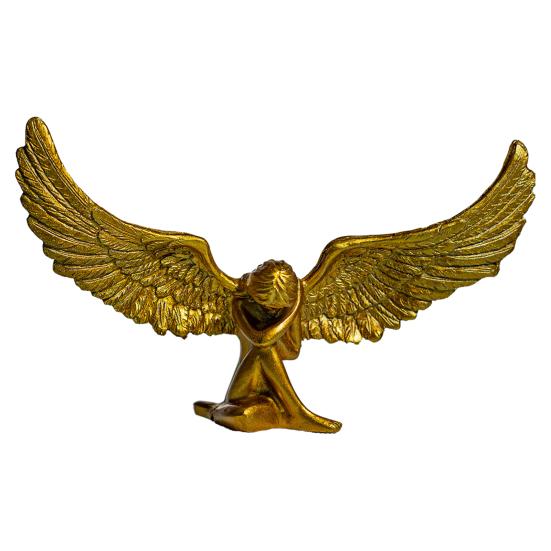Carving Sitting Angel Figurine European Winged Girl Statue Resin Sculpture Home Office Bookshelf Desktop Decoration Ornament
