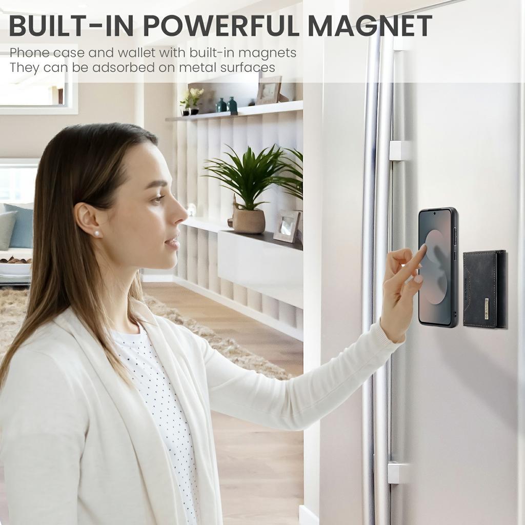 DG.MING Серия M2 для Samsung Galaxy S25 FE Чехол PU+PC+TPU Чехол для телефона Съемный кошелек