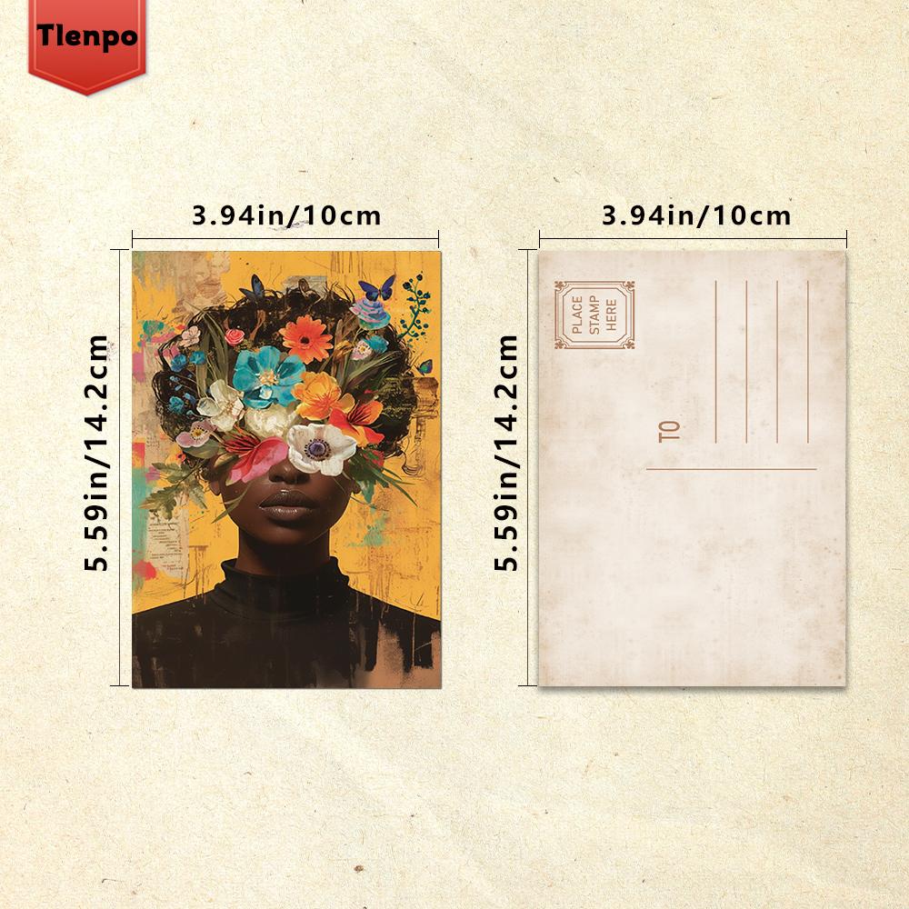 32 шт., Открытки с портретами чернокожих женщин, Женское очарование, Подарки на день рождения/юбилей, Коллекционные предметы, Подходят для дарения, Можно отправлять по почте.