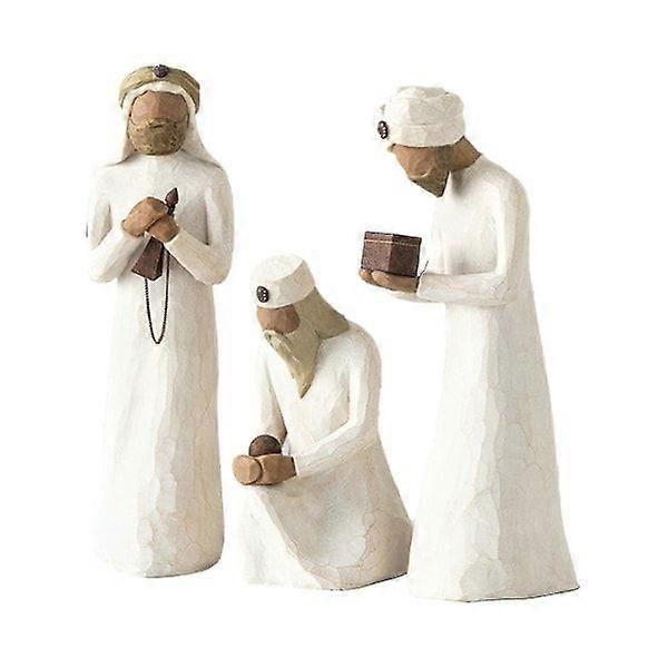 Willow Tree brand Nativity scene figurine, featuring the three wise men, handcrafted decoration.