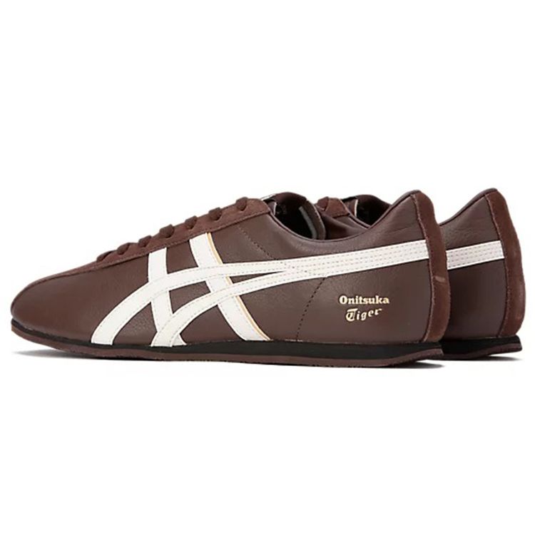 Onitsuka Tiger Men's FB Trainer Dark Brown White Leather Lace-Up Sneakers 1183B768-201