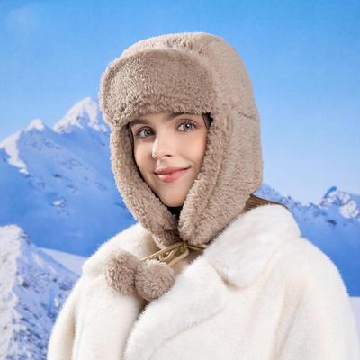 Женская осенне-зимняя теплая уличная защитная шапка для ушей, устойчивая к холоду, искусственный мех, плюшевая шапка, милая, бомбер, шапка Lei Feng