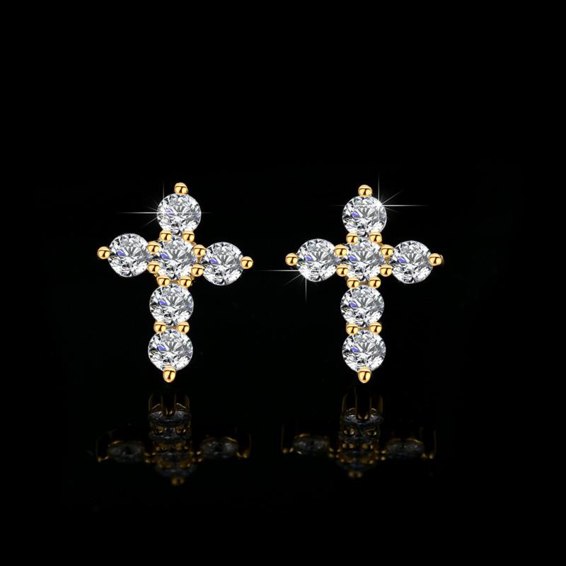 Bague Ringen S925 Серебряные серьги-гвоздики Mosan с бриллиантами Женские изысканные серьги с геометрическим крестом