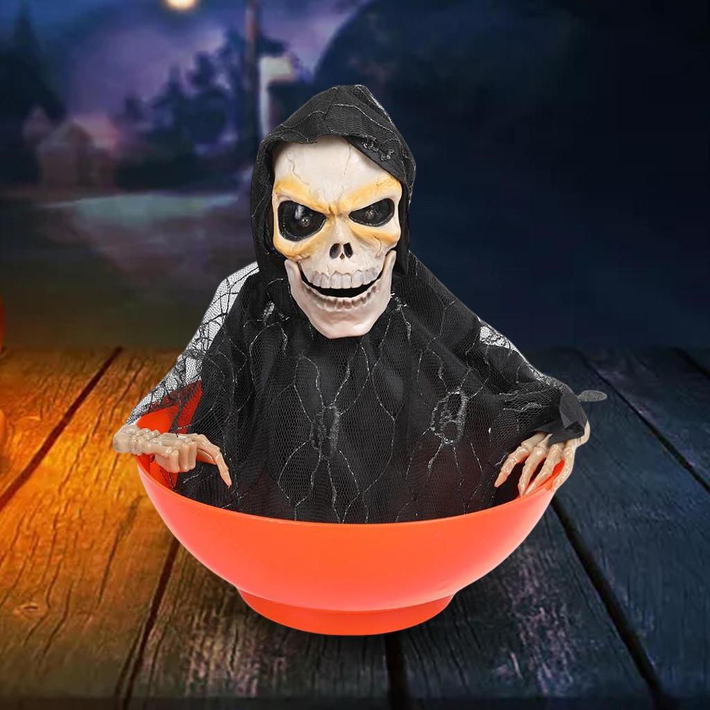 Decorations Glowing Skull with Lighted Eyes Fruit Plate Tricky for Haunted House Outside Garden