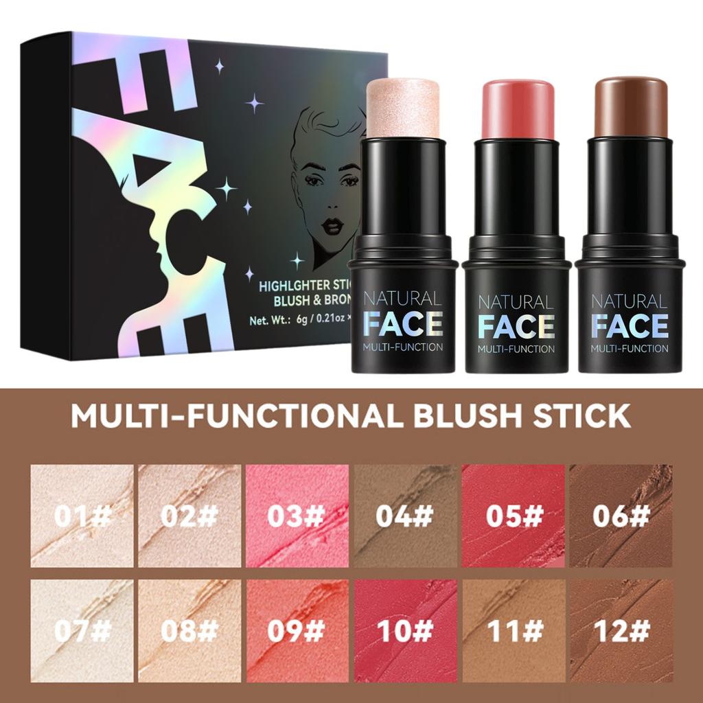 Бальзам Profile Sticks Shades с хайлайтером, бронзатором и румянами, нежирный и водостойкий контурный карандаш, легко скульптурирующий лицо, 3*6 г