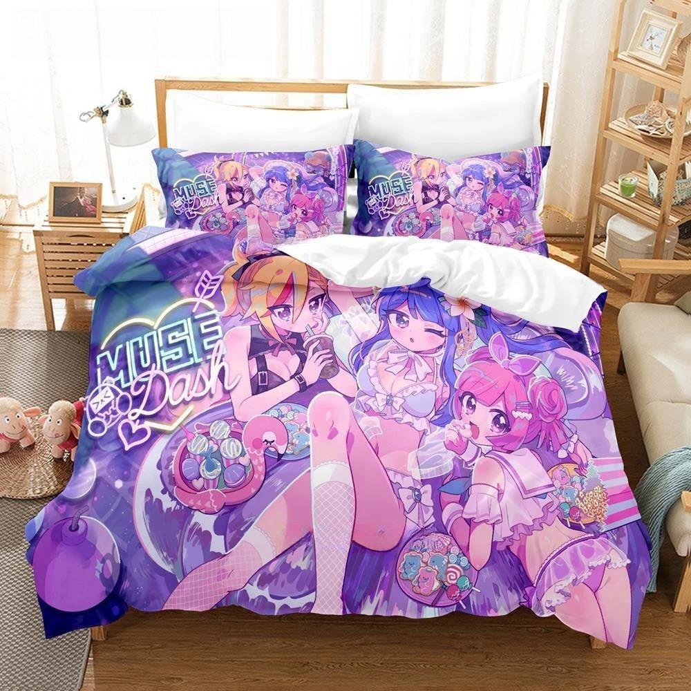 Fashion 3D Print Music Game Muse Dash Bedding Set Single Twin Full Queen King Size Bed Set Adult Kid Bedroom Duvet Cover Sets