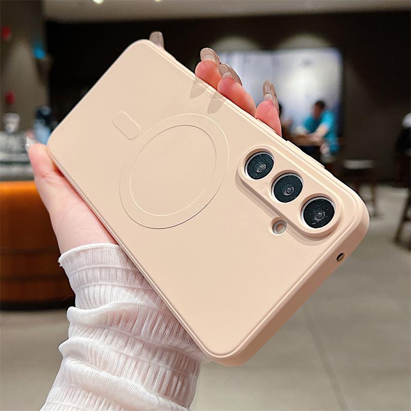 Liquid Silicone For Magsafe Wireless Charge Magnetic Case For Samsung S25 S24 S23FE S22 Plus Ultra A55 A15 A35 A05 Soft Cover