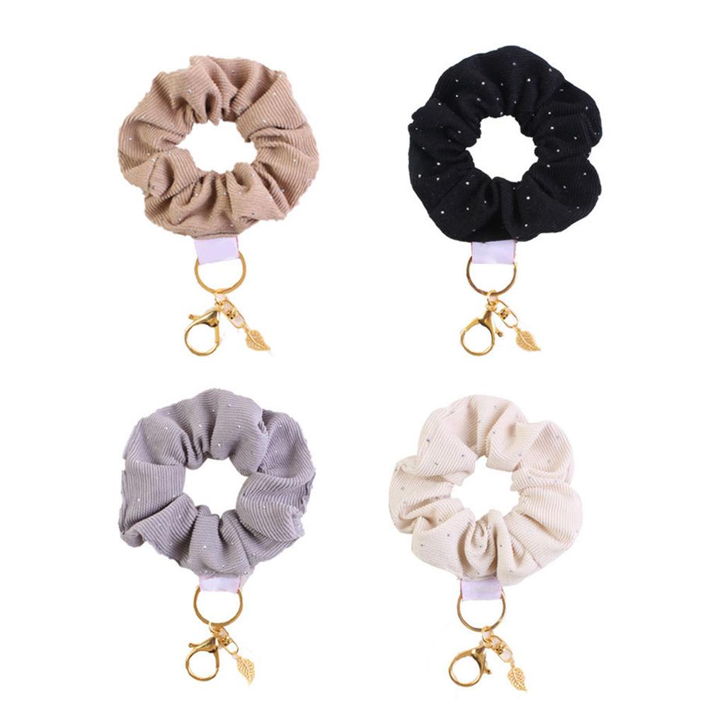 Fashionable Scrunchie Wristlet Keychain Charm Pendant Versatile Use Hair Tie Accessory for Trendy Women and Girls