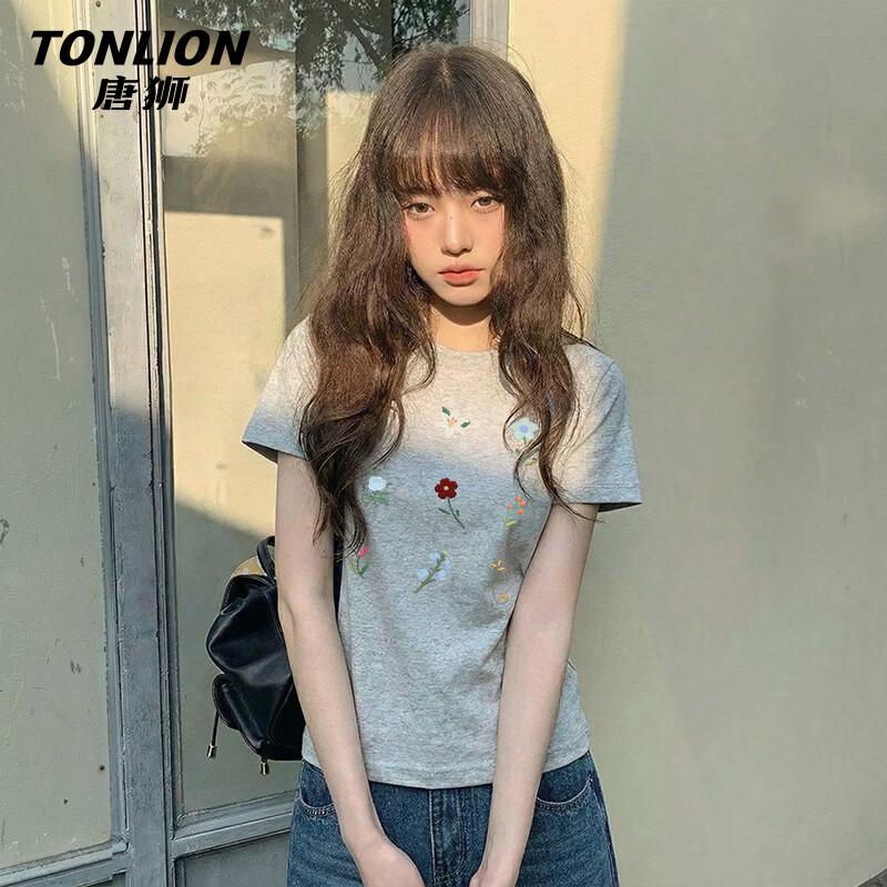 Женская приталенная футболка TonLion с цветочным принтом