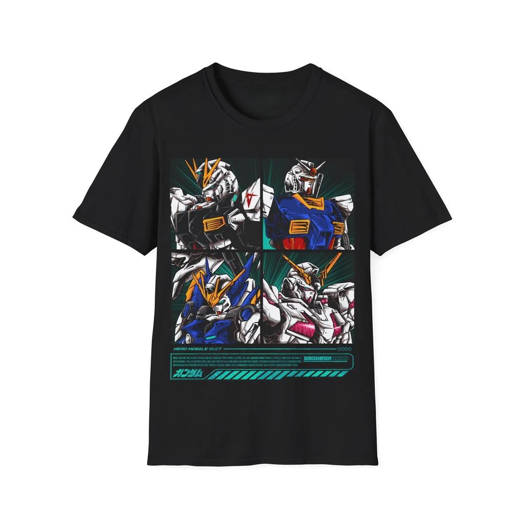 Графическая футболка Mobile Suit Gundam 100% Хлопок Оверсайз унисекс Рубашка Y2k Унисекс Короткий рукав Круглый вырез Продажа Популярная Высокое качество