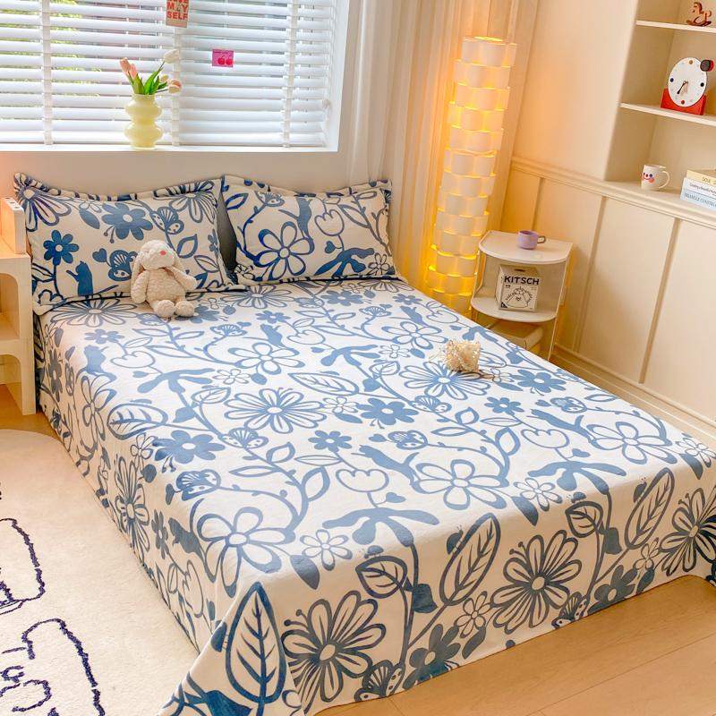 Постельное белье в цветочном стиле, бархатная простыня, плоская простыня для зимы, теплое постельное белье, простыни, приятные к коже, sabanas para cama (Нет наволочки)