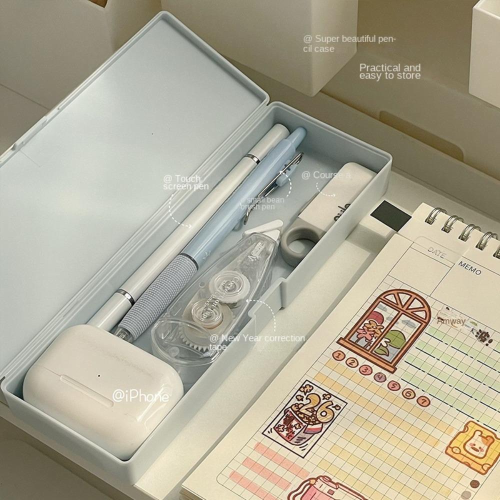 Однотонный пенал для ручек, прозрачный чехол для ручек, настольный ящик для хранения, пенал для ручек, школьные принадлежности