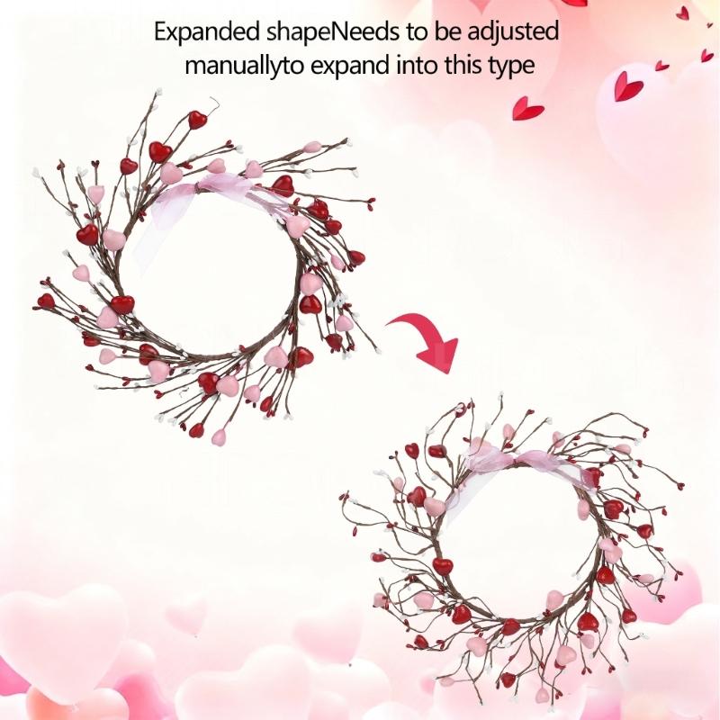 Artificial Heart Berries Wreath For Valentines's Day Decoration Decorative Garland Wedding Window Table Centerpieces