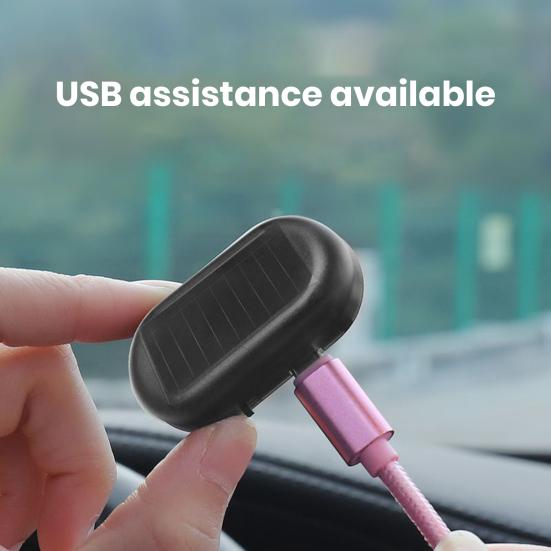 Yousheng Car Solar Anti-Theft Light Simulated Realistic Flashing Alarm Light Self-adhesive Car Warning Light Auto Accessories