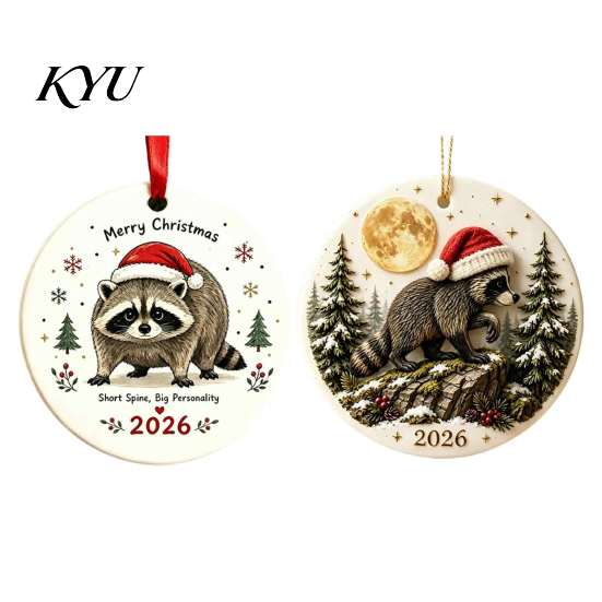 Acrylic Animal Pendant Christmas Raccoon Ornament, Cute Hanging Decor for Tree Unique Gift Friends Desk, Festive Holiday Home Decoration, Lovers