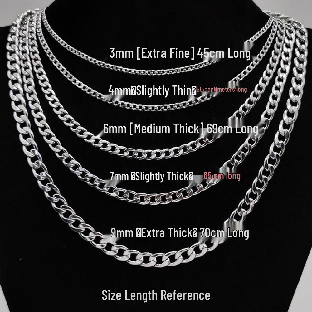 Ожерелье кубинской цепи из нержавеющей стали - Титановая сталь, Не тускнеет, Дизайн унисекс.
