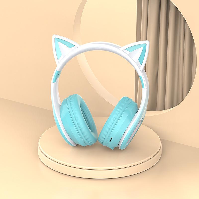 Милые Bluetooth-наушники с кошачьими ушками для детей – Для онлайн-уроков, музыки, стриминга, киберспорта с креативным дизайном (5,3)