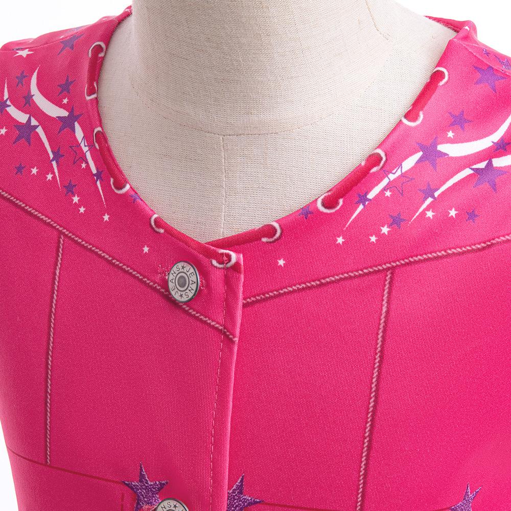 Girl's Cosplay Movie Barbie Three-piece Children's Sleeveless Vest with Silk Scarf Party Dress Printed Performance Costume