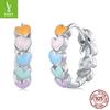 Dopamine Love Ear Buckle Girl, Cute Rainbow Love Design S925 Sterling Silver Earrings Earrings