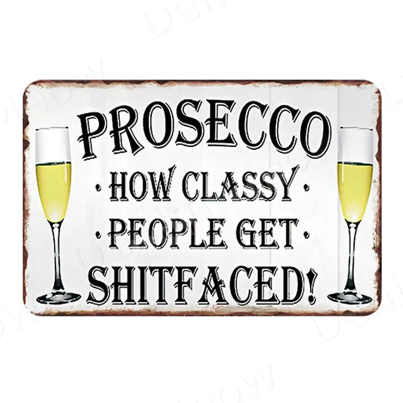 Prosecco OClock Vintage Poster Prosecco Cocktails Metal Tin Signs Pub Bar Decoration Prosecco Princess Wall Art Decor N