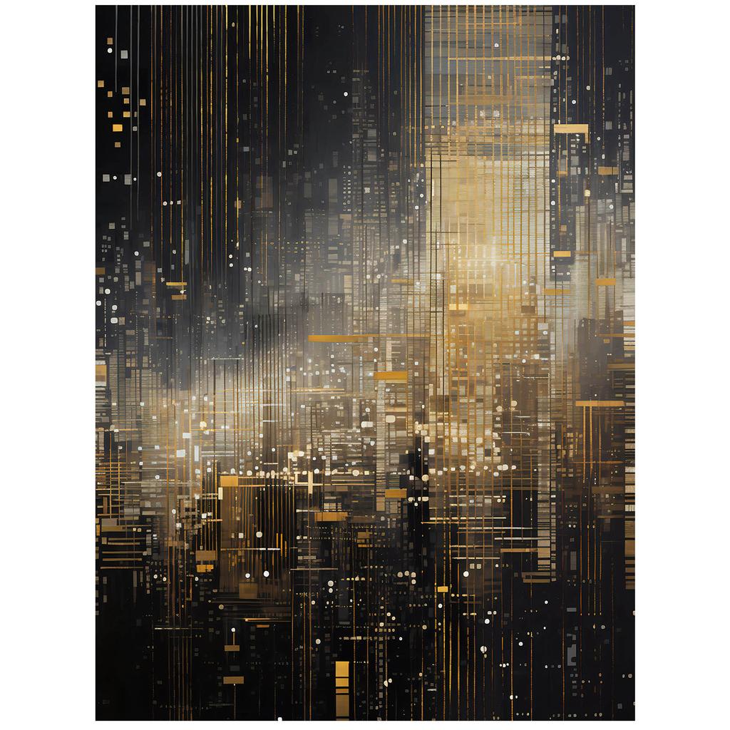 City Lights, Poster In Black And Gold City Lights, Poster In Black And Gold, 30X40 Cm, Unframed, Matte Paper 230 Gsm