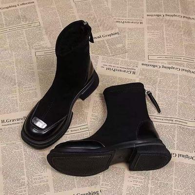 Модные женские платформенные ботинки 2025 Новые осенне-зимние уличные нескользящие короткие ботинки Удобная обувь на среднем каблуке для увеличения роста