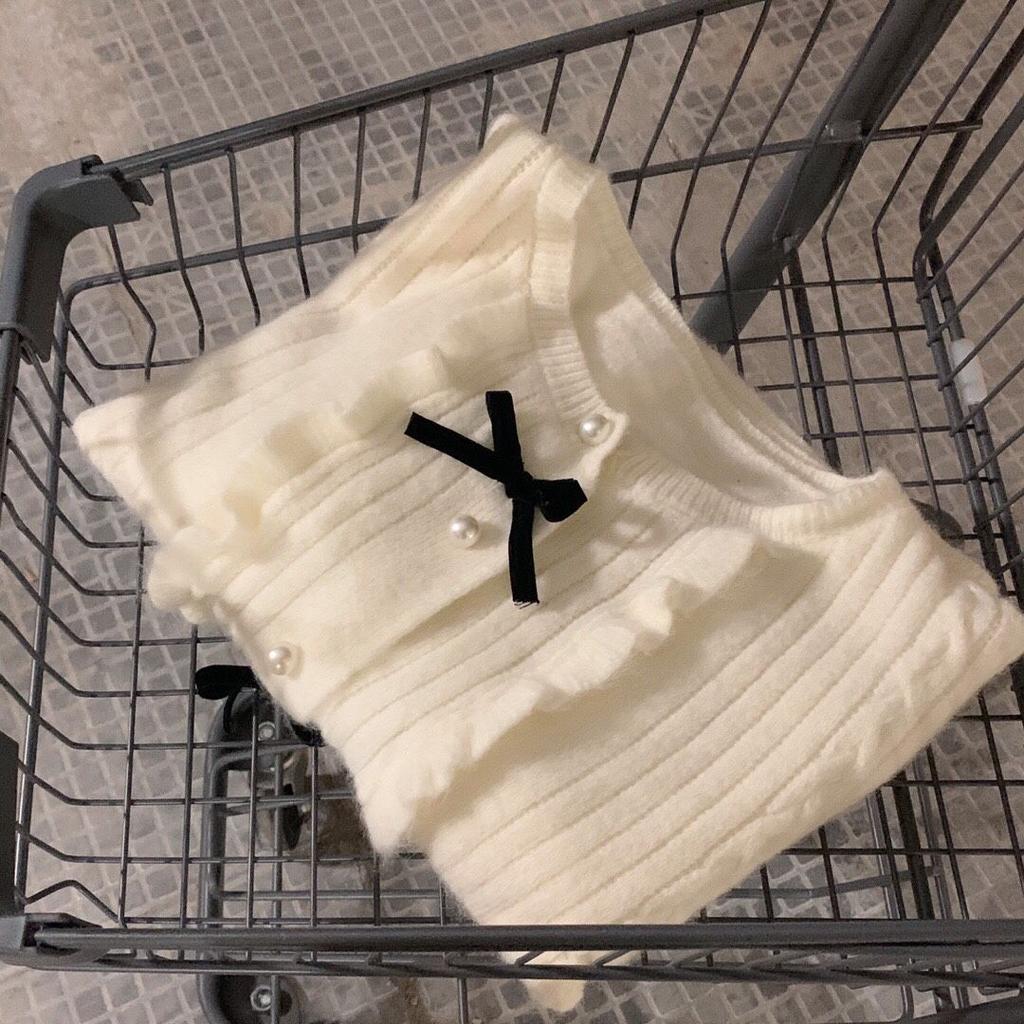 Gentle Wind Bow Knitted Cardigan Women 2022 Spring and Autumn New O Neck Solid Japanese Sweater Cardigan Coat Women