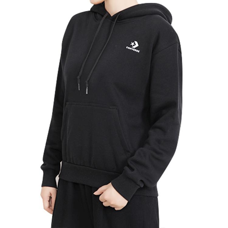 Converse Толстовки Женские Черные С Капюшоном Утепленные Обычные 10020872-A01