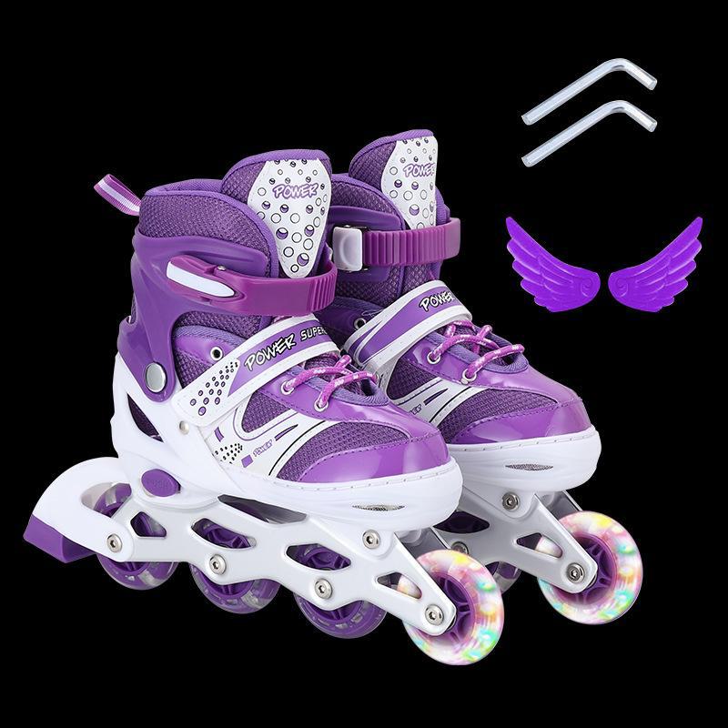 Регулируемые детские роликовые коньки - полный комплект, цветной