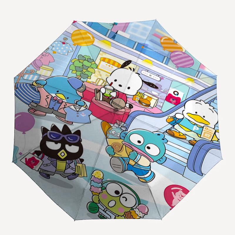 1pc Cute Cartoon Characters Shopping Mall Scene with Balloons Automatic Opening Folding Umbrella - Perfect for Fans, Travelers, Daily Use, and Festive