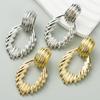 Trendy Exaggerated Metallic Alloy Silver Needle Earrings In Cold European & American Style for Women