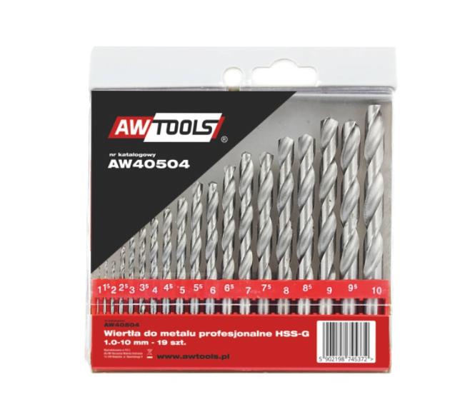 Awtools Wiertła Do Metalu Hss-G Komplet 19Elem. 1,0-10,0Mm