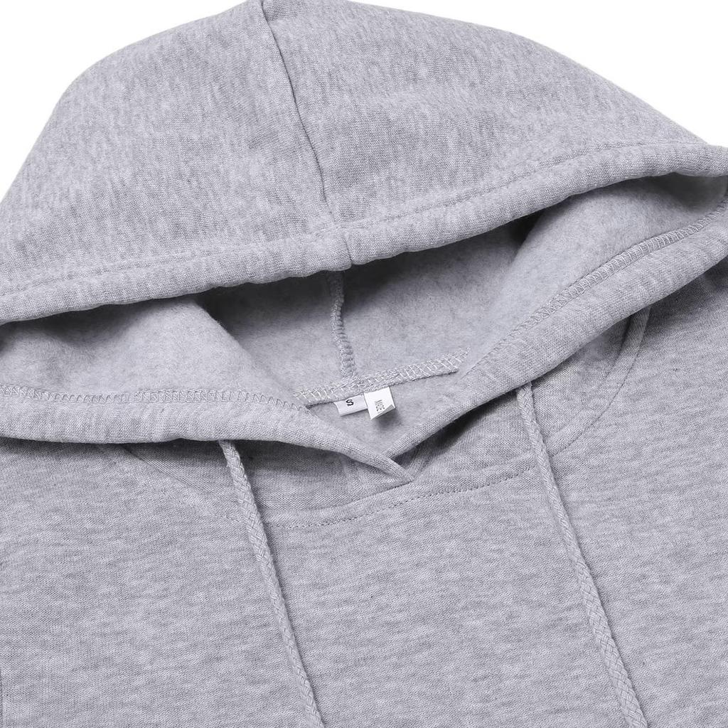 QICED Трехцветное платье с капюшоном и карманом на шнуровке и длинными рукавами