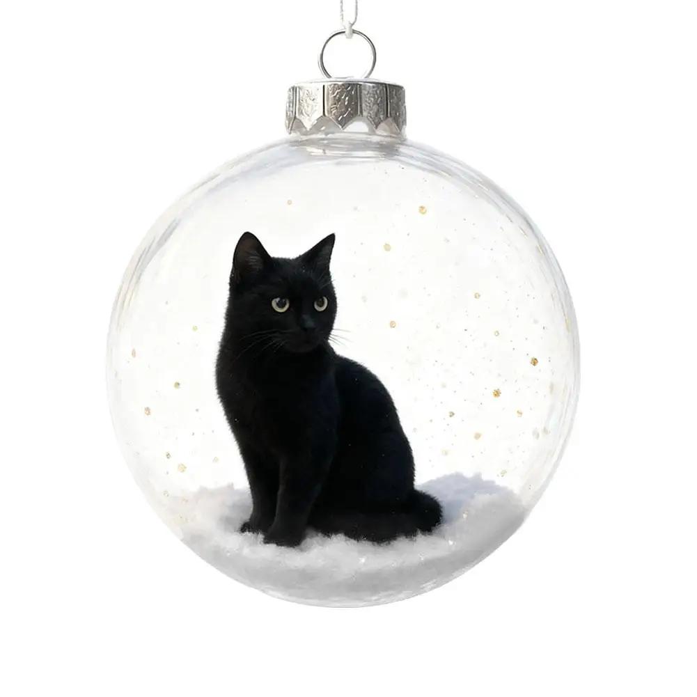 Кристальный шар с кошкой Украшение Кошка Однотонный шар DIY Год Креативные сменные колпачки Акрил Новый Рождественский подвес Ba R4Z6