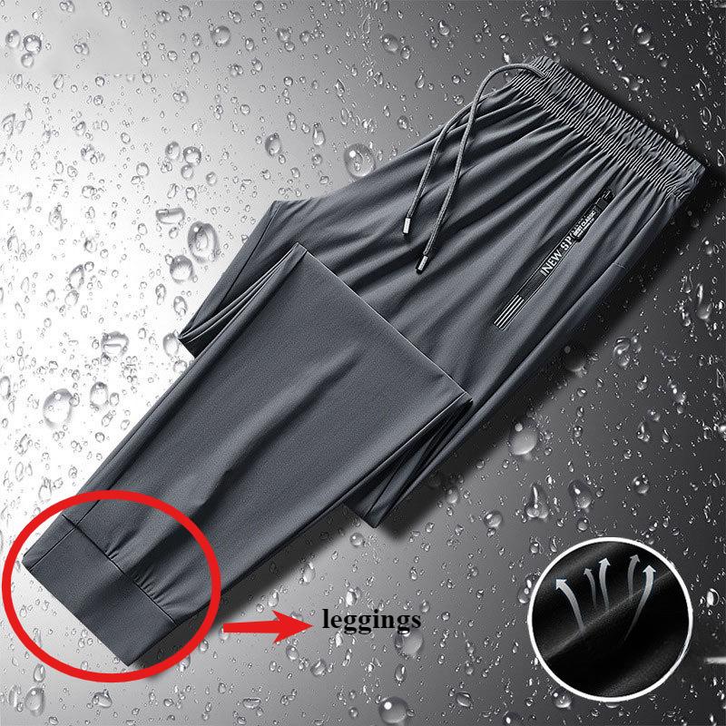 Men's Ice Silk Quick-dry Cool Trousers Stretchy Straight Leg Plus Size Casual Pants Summer Thin Sports Air-conditioning Long Pants