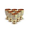 Pure Brass Glass Tumbler with Goblet Design - 350 Ml, Embossed, Drinking and Serving Water, Yoga and Ayurveda, 6 Piece