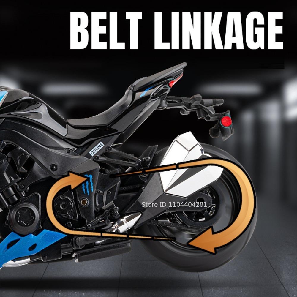 1:12 Модель мотоцикла из сплава Kawasaki Z1000 Zx-6r Литые игрушки Машина Рулевое управление передним колесом Звук Свет Транспортное средство Детские праздничные подарки