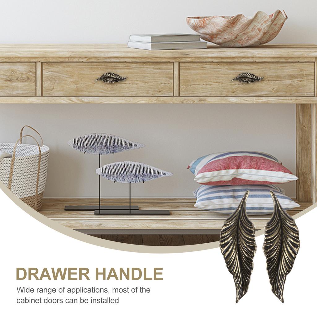 2pcs Leaf Shaped Cabinet Handle Zinc Alloy Retro Drawer Pull For Home Furniture Wine Cabinet Door Knob Decorative Handle