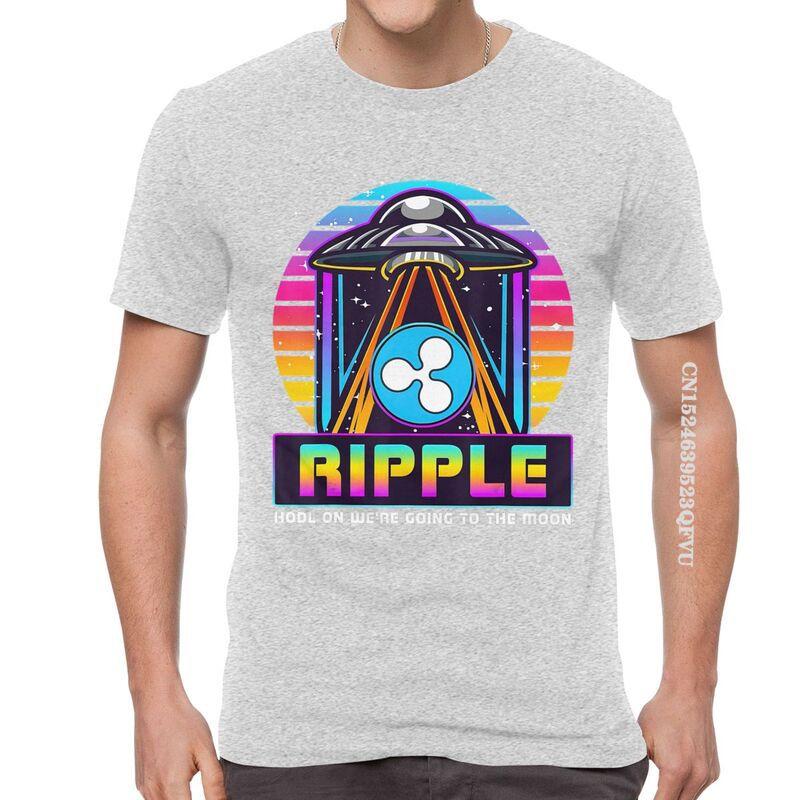Mens Ripple XRP HODL On We Are Going To The Moon T Shirts Vaporwave Bitcoin Tshirt Hip Hop T Shirt Cotton Oversized Tee Tops