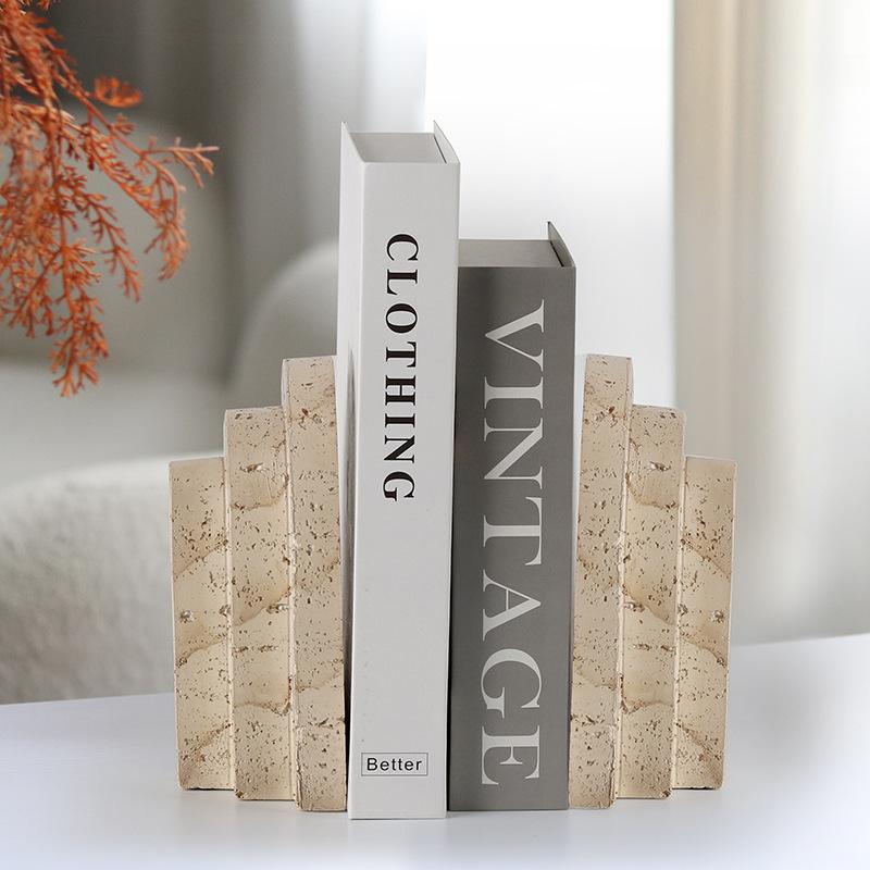 Wabi-sabi Style Home Imitation Travertine Bookends Model Room Soft Decorations Artistic Atmosphere Bookends