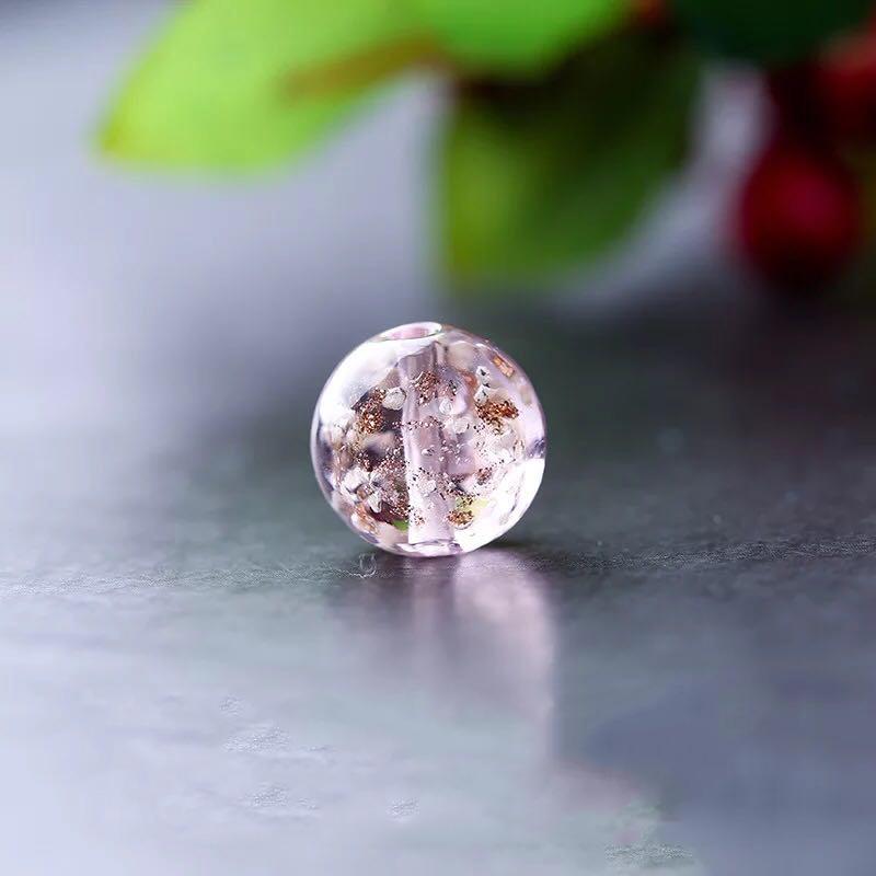 5pcs Round Luminated Flower Glass Loose Beads Luminous Lampwork Beads