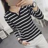 2023 Autumn Korean Striped V-neck Slimming Long Sleeve Women's Top
