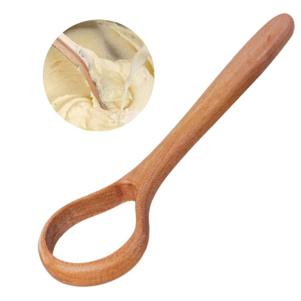 Comfortable Grip Wooden Dough Whisk Long Handle Manual Stirring Rod Egg Whisking