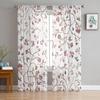 Plants Flowers Watercolor Birds Sheer Curtains for Living Room Decoration Window Curtains Kitchen Tulle Voile Organza Curtains