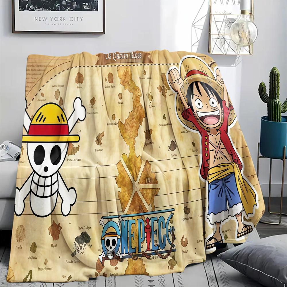 1PC One Piece Monkey D Luffy Patterned Flannel Blanket Suitable For All Seasons For Home Decor Warmth And Comfort Gifts Holiday Present