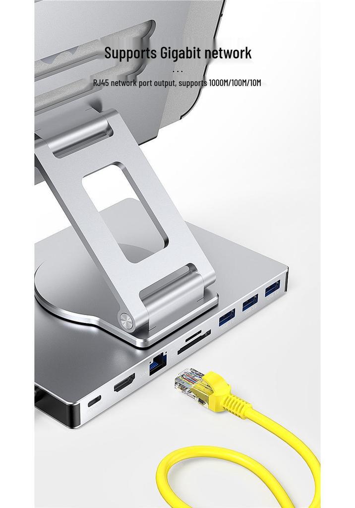 Док-станция BlueShuo 4K для планшета с USB 3.0, Ethernet, Type-C, аудиоразветвителем и PD-зарядкой.