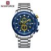 Мужские модные повседневные водонепроницаемые часы с хронографом из нержавеющей стали с дисплеем даты и светящимися наручными часами