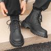 Черные мартинсы с внутренней платформой, мужские осенне-зимние ботинки в британском стиле с высоким верхом и толстой подошвой, ботинки в стиле милитари с платформой, большие ботинки 2866-J