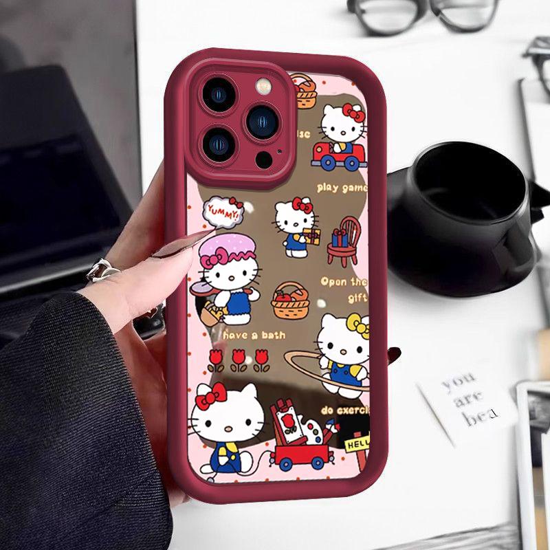 Зеркало для макияжа Браслет Hello Kitty Чехол для Samsung Galaxy S26 Ultra S25 FE 5G S24 S23 S22 Ultra Plus A56 A54 A53 A17 5G