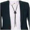 Men Western Vintage Cowboy Black Stone Agate Bolo Ties Rodeo Dance Bootlace Tie Necktie